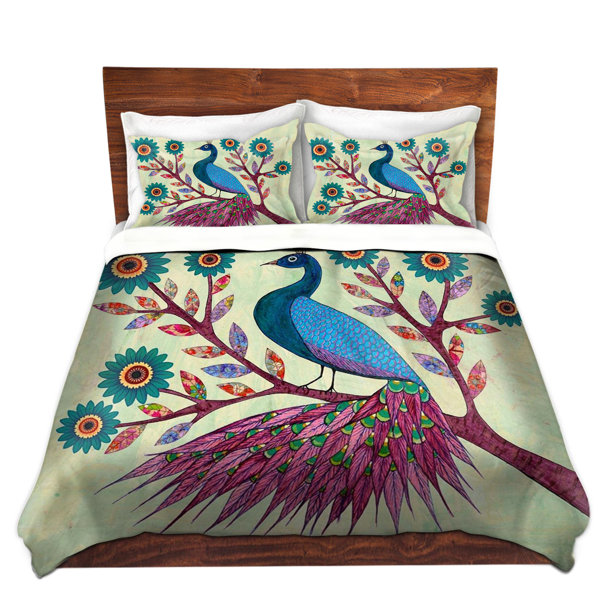 DiaNocheDesigns Blue Peacock Duvet Cover Set Wayfair